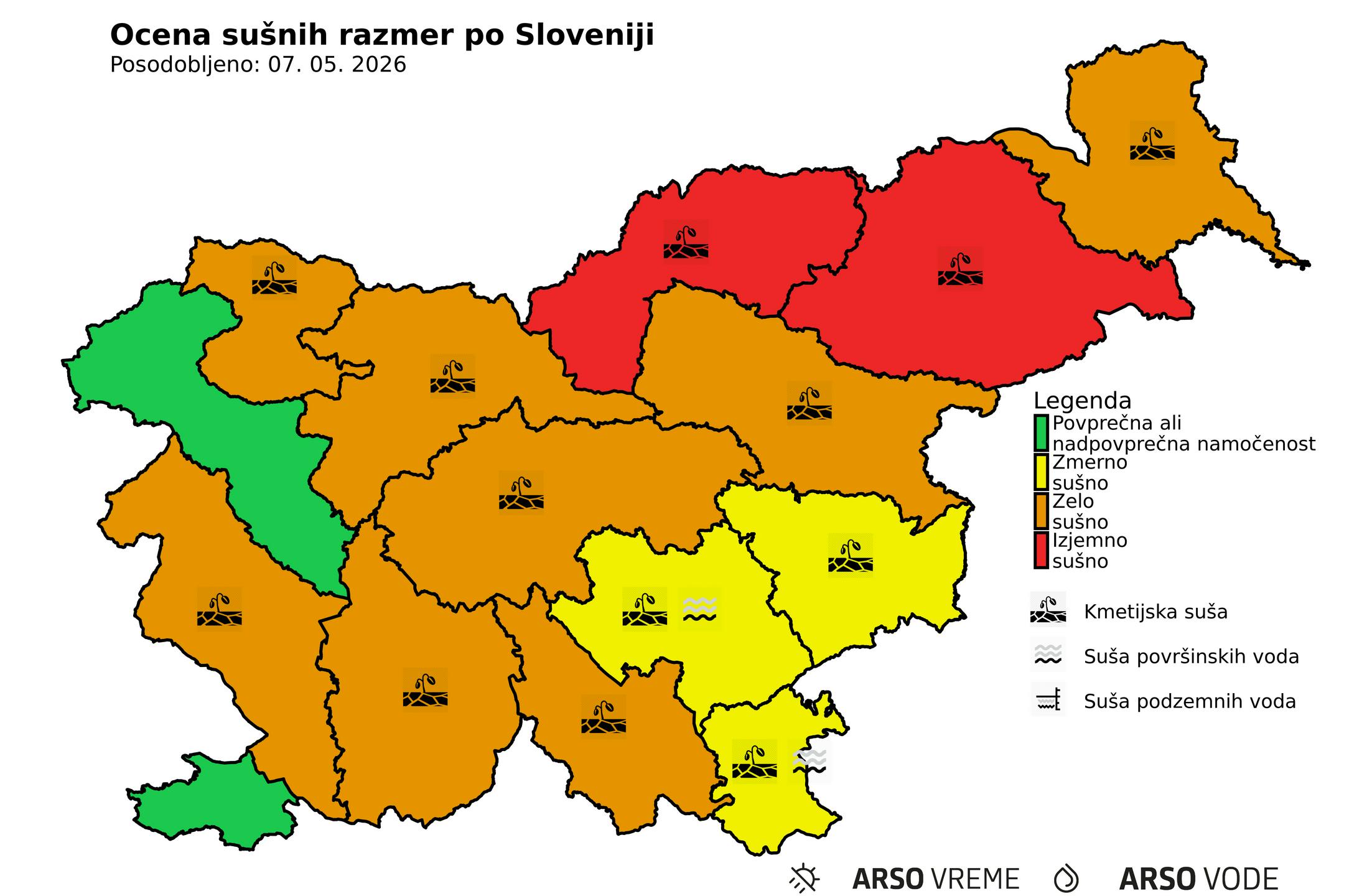 Izjemna suša na vzhodu države, rekordno nizki pretoki nekaterih rek