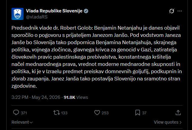 Golob: Vladni profil na X-u je namenjen sporočanju politik trenutne vlade